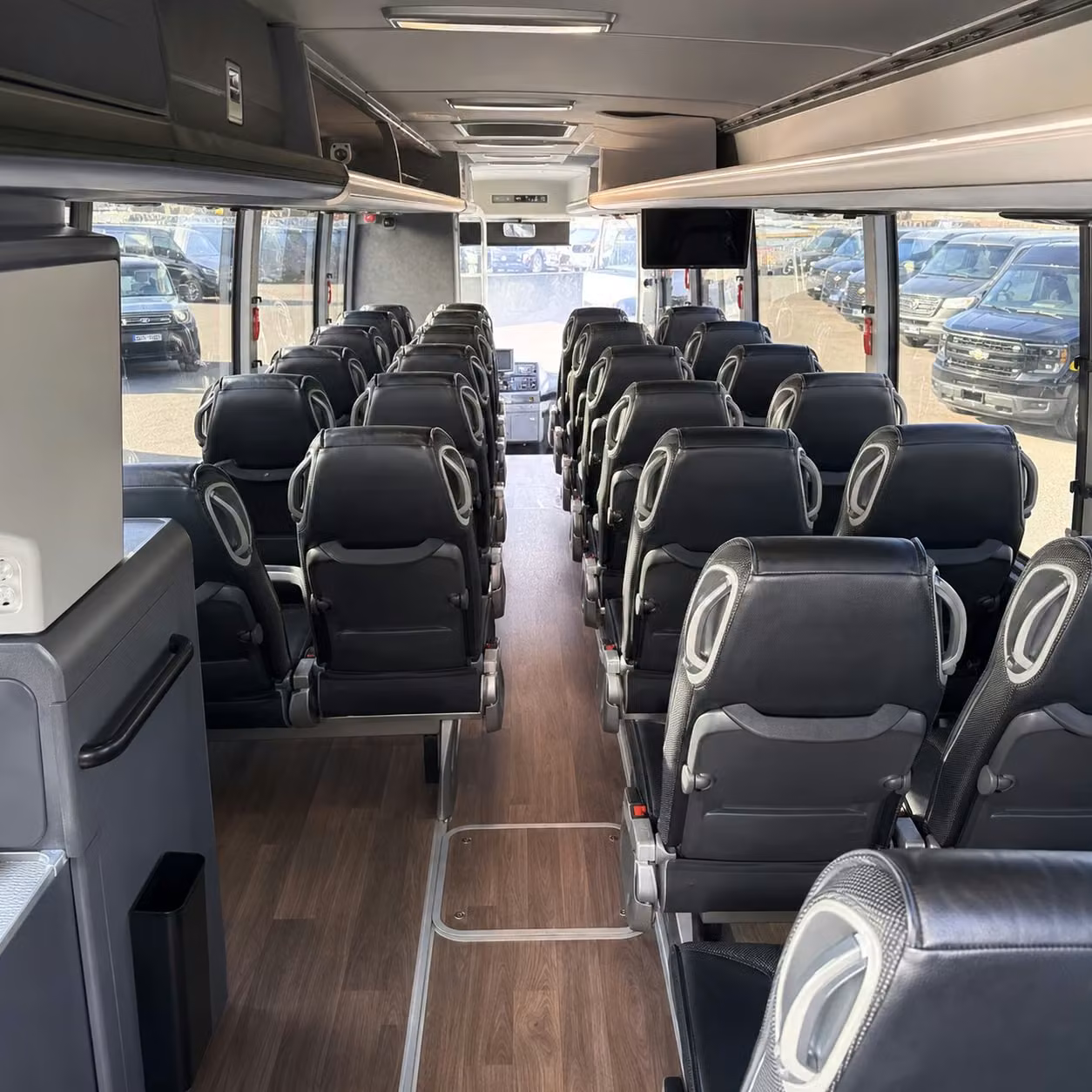 56 passenger charter bus inside